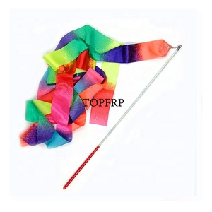 Paint-coated Tapered <b>Pole</b> with Scratch <b>Dance</b> Ribbons Gymnastic Ribbons - Product Image 1