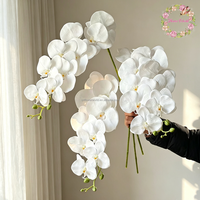 Anggrek Phalaenopsis Putih 9 Kuntum Cetak 3D Terlaris, Bunga Artificial Sentuhan Asli untuk Dekorasi Pernikahan dan Rumah