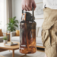Bouteille d'eau portable Longstar Light 2L avec design anti-fuite et ouverture pour boire directement, sans BPA, pour le bureau, la salle de sport, le sport et l'école