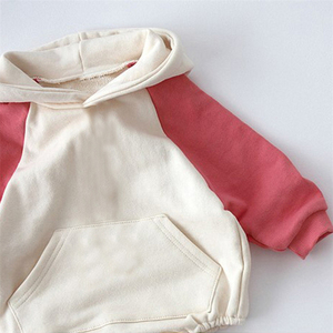 Popular Korean Contrast Color Sleeves Unisex Newborn Baby Autumn Jumpsuit <b>Toddlers</b> Hooded Sweatshirt Romper with Pocket - Product Image 5