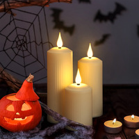 Bougie LED sans flamme rechargeable par USB Minuterie à 10 touches Télécommande Pilier cylindrique Lumière Bougie électronique étanche