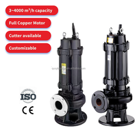 Pompe submersible monophasée haute pression de 5,5 kW pour transfert de boues, sortie 4 pouces, pour le transport des eaux usées, pièces de rechange antidéflagrantes
