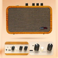 Mini amplificateur de guitare 10W portable rechargeable avec haut-parleur en bois vintage, fonction prise casque et effets multiples