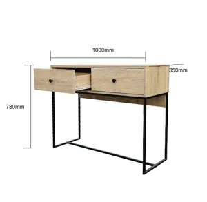 多用途工业风格木质顶部铁腿棕色写字台家庭办公电脑桌或带搁板学习桌