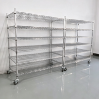Étagère de rangement en acier au carbone chromé, robuste et réglable, avec roulettes et dimensions personnalisées, directement de l'usine