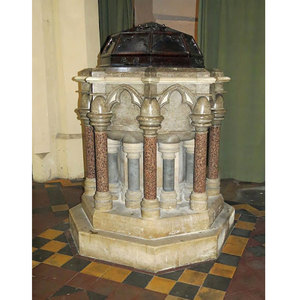 Tùy chỉnh Christian Tôn Giáo Đá Cẩm Thạch rửa tội nước thánh phông chữ đá Saint Nhà thờ Rửa Tội phông chữ - Product Image 4