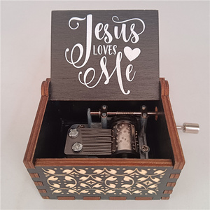 Venta caliente de fábrica caja de música canciones de música cristiana manivela caja de música Jesús me ama - Product Image 1