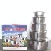 5 pièces ensemble de marmites à soupe bol marmites casseroles récipients de stockage des aliments ensembles d'ustensiles de cuisine en acier inoxydable casserole de cuisson de cuisine