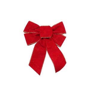 Ornement de fête de Noël, ruban décoratif en velours rouge et or avec paillettes, 8x10 pouces, polyester, personnalisable, pour la maison - Product Image 4