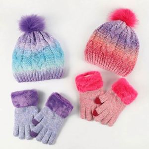 Gorros de Invierno para Niños al por Mayor, Gorros Tejidos para Niños, Gorros con Pompón para Bebés, Juego de Gorros y Guantes - Product Image 1