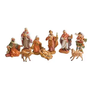 Handgemaakte Harsen Handwerk Religieuze Beelden Kerststal Scene Set