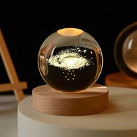 Bola de Cristal con Reno Impreso en 3D con Luz UV, Adorno de Escritorio Pulido para Cumpleaños y San Valentín, Tema Navidad Planetaria