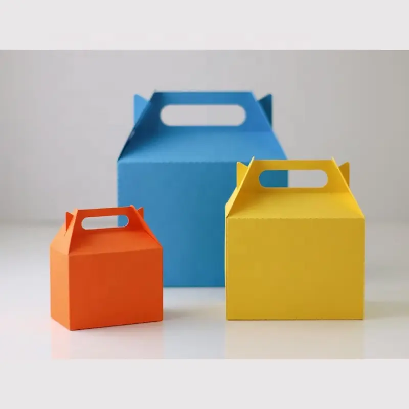Daur ulang berbagai macam warna cerah portabel kue sarapan permen keju kotak tas kertas kemasan makanan kotak dengan pegangan logo