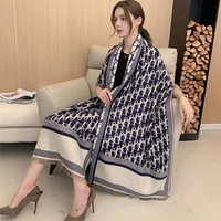 Pashmina de luxe longue en cachemire pour femme, motif à pois imprimé, logo personnalisé, châle chaud d'hiver