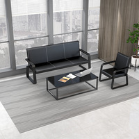 Ensemble canapé 3 places et table basse en cuir et fer, style moderne et minimaliste pour bureau - Écologique, idéal pour appartement, hôtel, entreprise, salle à manger, école, salon