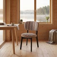 Ensemble de table à manger de style nordique moderne, table à manger avec pieds en bois, 4 chaises, chaise en tissu pour salon, pour restaurant