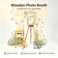 Photomaton rétro en bois double face pour selfies, appareil photo instantané vintage pour mariage, imprimante, télécommande, garantie de 2 ans