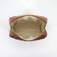 Trousse de Maquillage Matelassée en Velours Côtelé Grande Capacité, Sac de Toilette Gonflé pour Femme, Étui de Rangement Cosmétique et Soins de la Peau avec Fermeture Éclair
