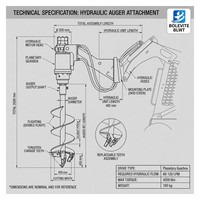 BLWT Accessoire tarière pour chargeuse compacte, diamètres de trépans interchangeables, changement rapide de trépans, outil de forage pour plantation et clôtures, engrenage de pompe