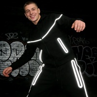 Ensemble De Survêtement Personnalisé Réfléchissant Homme, Fabricant De Vêtements Athlétiques En Molleton Technique, Streetwear Sportif Avec Bandes Lumineuses