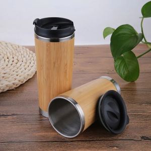 Wooden Mug Leak Proof Bamboo Stainless <b>Steel</b> Insulated Travel Car Travel Water <b>Bottle</b> With Wood Handles Coffee Beer Barrel Lid - Product Image 2