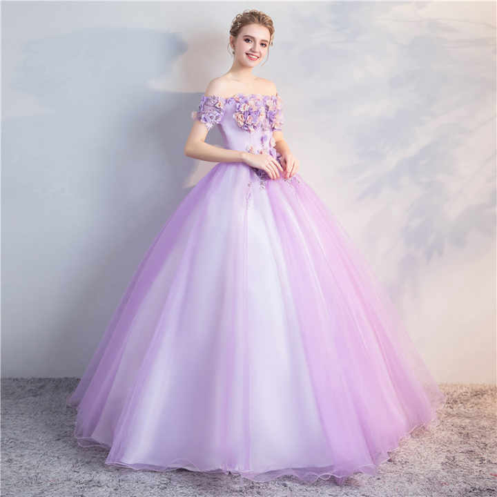 Wholesale Feishiluo Modern Purple Tulle Organza Colored Wedding & Party  Evening Dress with Lace Flower Beaded for Women