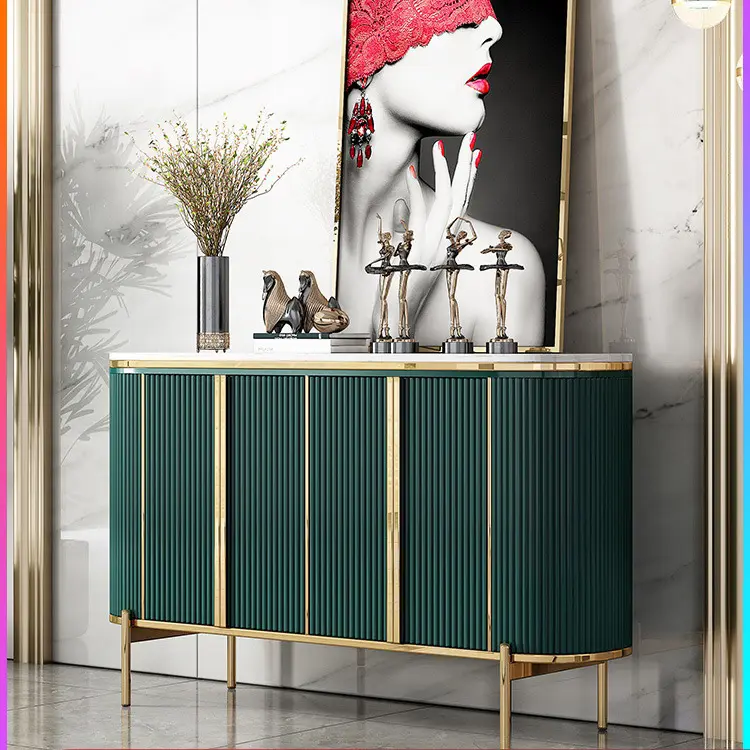Золото нержавеющая стальная ножка жилая комната кабинет роскошный дизайн мраморной столешницей сервант пристенный столик мебель
