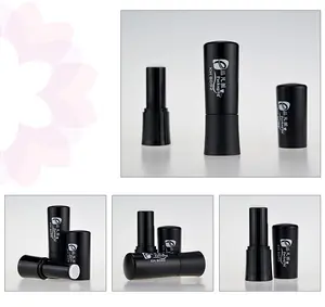 Tubo de lápiz labial negro redondo elegante, tubo de lápiz labial mate, tubo de embalaje cosmético