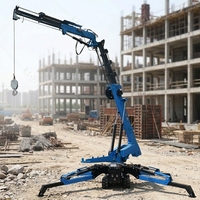 Mini-grue araignée hydraulique à flèche télescopique compacte pour travaux de levage en intérieur dans les espaces étroits