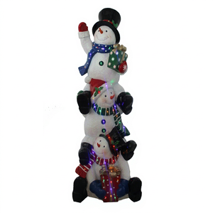 Tres Muñecos de Nieve Apilados con Luces LED - Product Image 1