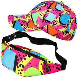 80s 90s <span class=keywords><strong>sac</strong></span> de taille accessoires pour hommes femmes doux coton Fanny Pack Baseball Cap Set - Product Image 4