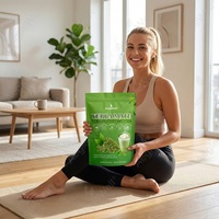 WELLBODY Yerba Mate Poudre de Matcha à la Fraise 100g Qualité Alimentaire Prébiotiques Probiotiques pour Adultes Soutient l'Énergie la Santé Intestinale et l'Appétit