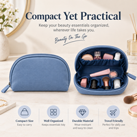 Pochette de maquillage Oxford demi-lune, trousse de toilette avec compartiments intérieurs élastiques, résistante aux éclaboussures, cadeau de voyage, impression personnalisée, fabrication OEM