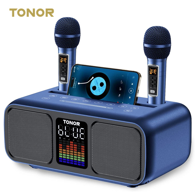 TONOR K9 RGB Portable Karaoke Speaker with Dual UHF Handheld Mic and Bluetooth
