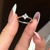 Bague trèfle à quatre feuilles en argent sterling 925 avec moissanite, ajustable et porte-bonheur