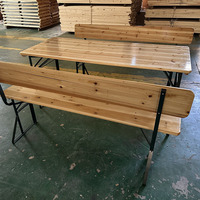 Ensemble de table et bancs pliants en bois robustes et portables pour pique-nique, 3 pièces, avec dossier, pour événements festifs en Europe