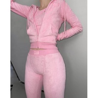 Ensemble de survêtement pour femme en molleton rose avec broderie, sweat-shirt en molleton 100% coton avec pantalon, sweat-shirt court en molleton