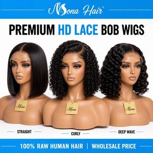 Perruque Bob Bouclée Vente en Gros à Prix Abordables, Cheveux Humains Bruts Vietnamiens, Perruque <span class=keywords><strong>Courte</strong></span> Bob Lace Frontale - Product Image 3