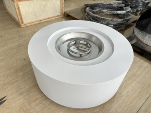 Modern White Outdoor Bioethanol <b>Fire</b> <b>Pit</b> <b>Table</b> Adjustable Flame Stainless Steel Base Vent Free Freestanding Fireplace for Hotel - Product Image 5