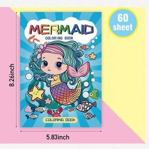 สมุดระบายสีหนังสือระบายสีนางเงือกใหม่ของขวัญที่ยอดเยี่ยมสำหรับเด็กผู้ชายและเด็กผู้หญิงอายุ5 + (ขนาด A5, 60แผ่น) - Product Image 3
