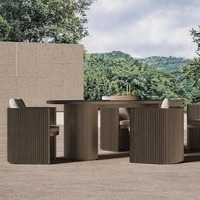 Ensemble de mobilier de salle à manger extérieure moderne pour villa, table et chaises de salle à manger extérieure en aluminium pour hôtel, table et chaises de salle à manger extérieure pour complexe hôtelier