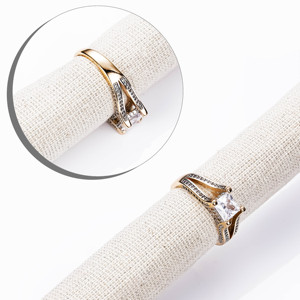 Bague de mariage en or blanc plaqué or 18 carats CM Jewelry Fashion, zircon, or laminé, anillo, coupe princesse, bague bicolore pour femme, cadeau - Product Image 4