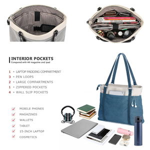 Borsa Tote Grande Premium in Poliestere con Chiusura a Cerniera, Fodera in Poliestere, Riutilizzabile per Shopping, Viaggi, Spesa e Spiaggia - Product Image 3