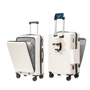 2024 nuovo arrivo bagaglio aperto anteriore multifunzionale leggero alla moda valigia bagaglio da viaggio con caricatore USB
