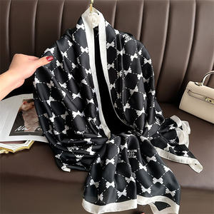 Nuovissimo foulard donna stile lungo ragazza <span class=keywords><strong>nero</strong></span> e bianco a pois stampato sciarpa lunga 180cm donna <span class=keywords><strong>elegante</strong></span> con protezione solare <span class=keywords><strong>scialle</strong></span> - Product Image 2