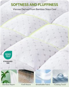 Cubrecolchón <span class=keywords><strong>de</strong></span> Espuma Viscoelástica Triturada <span class=keywords><strong>de</strong></span> 3 Pulgadas con Funda <span class=keywords><strong>de</strong></span> Rayón <span class=keywords><strong>de</strong></span> Bambú, Protector <span class=keywords><strong>de</strong></span> Colchón Transpirable con Laterales <span class=keywords><strong>de</strong></span> Malla - Product Image 3