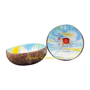 Ensemble de bols vintage en céramique écologiques fabriqués à la main au Vietnam, vaisselle unique 100% en coquille de noix de coco, cadeaux d'affaires, artisanat lunaire - Product Image 6