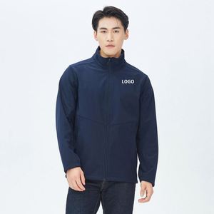 Custom Logo Solid Color Windproof Water Repellent Winter <b>Coat</b> Plus Size Breathable Polyester Men's Windbreaker Outdoor Jackets - Product Image 1