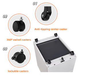 معدات محطة عمل مكتبية حديثة تحت المكتب 3 أدراج عمودية متنقلة رمادية - Product Image 4