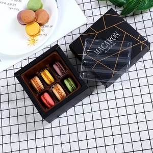 Hot Selling Recyclable Elegant Luxury Black Art Paper Macaron <b>Box</b> Customized Gift Packaging for Biscuit Sweet <b>Cookie</b> - Product Image 2